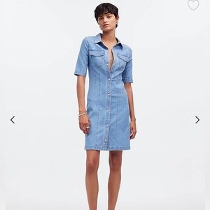 MADEWELL Denim Jean Seamed Button Down Mini Shirtdress